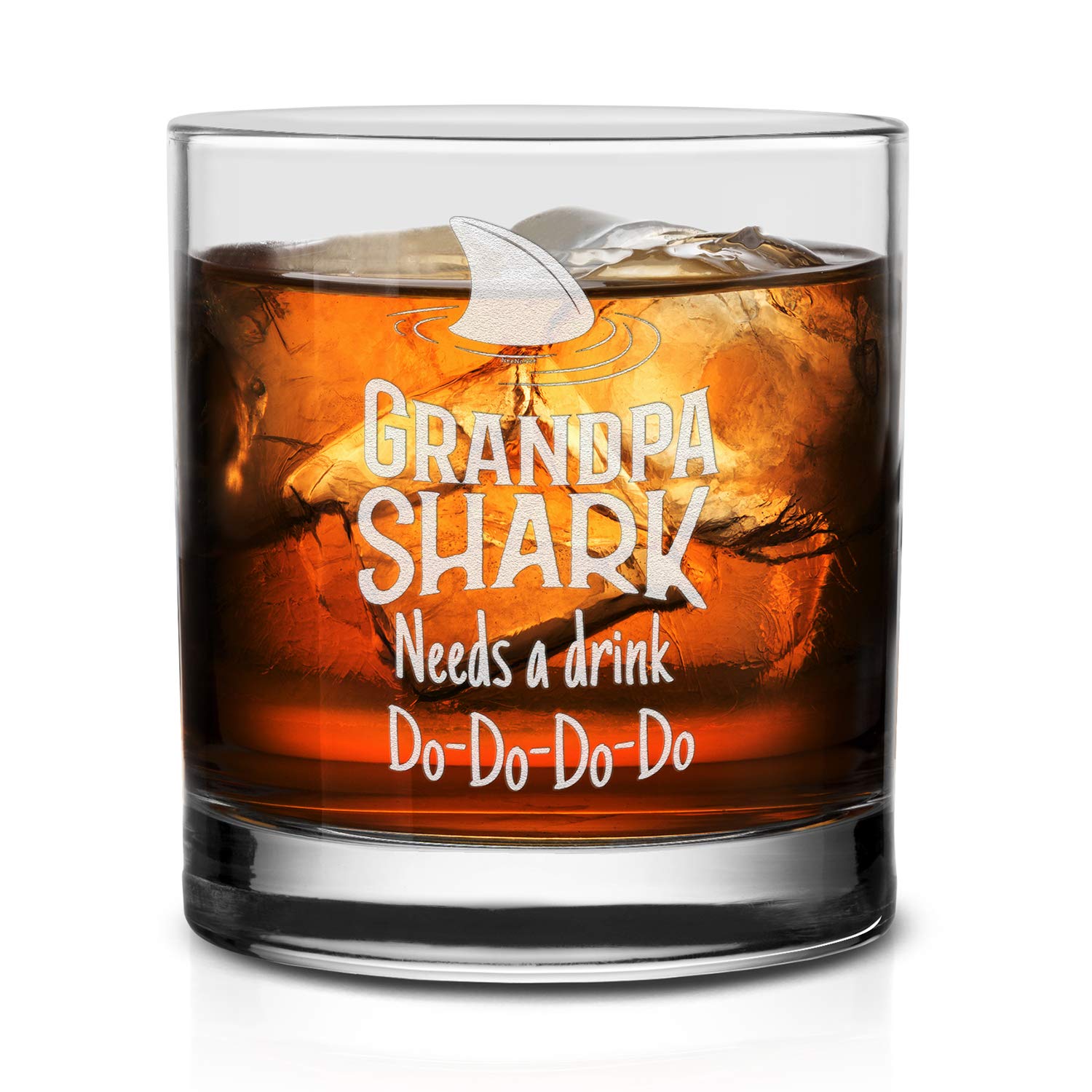 NeeNoNexGrandpa Shark Needs A Drink Do Do Do Do Whiskey Glass - Gift For Grandpa From Grandkids
