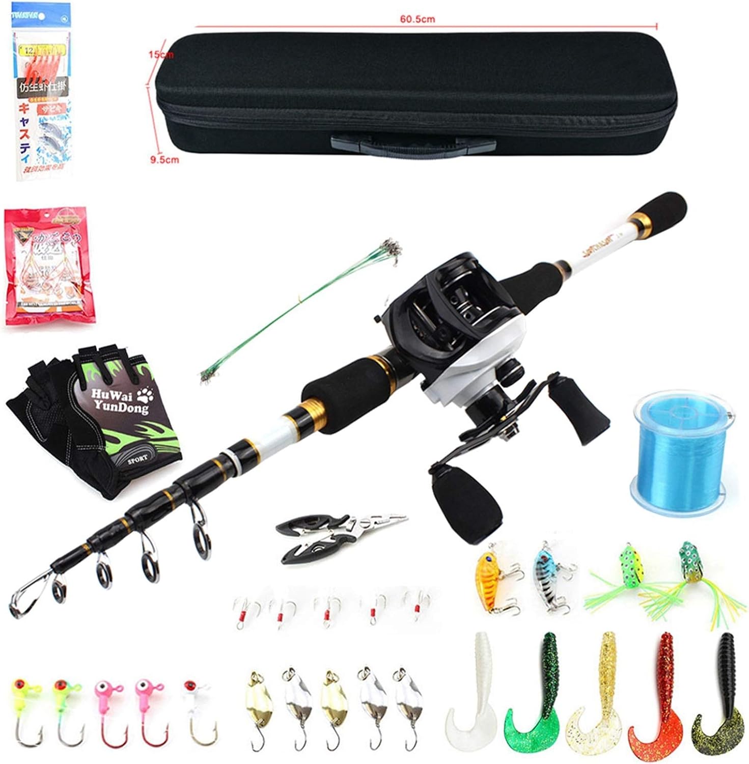 ZYHYD Practical New Fishing Suit! With Reel And Package Fishing Rod Combination Set Carbon Fiber Telescopic Fishing Rod Casting Lure Fishing Rod Reel Combination Rravel Fishing Tackle (1.8m2.1m 2.4m 2