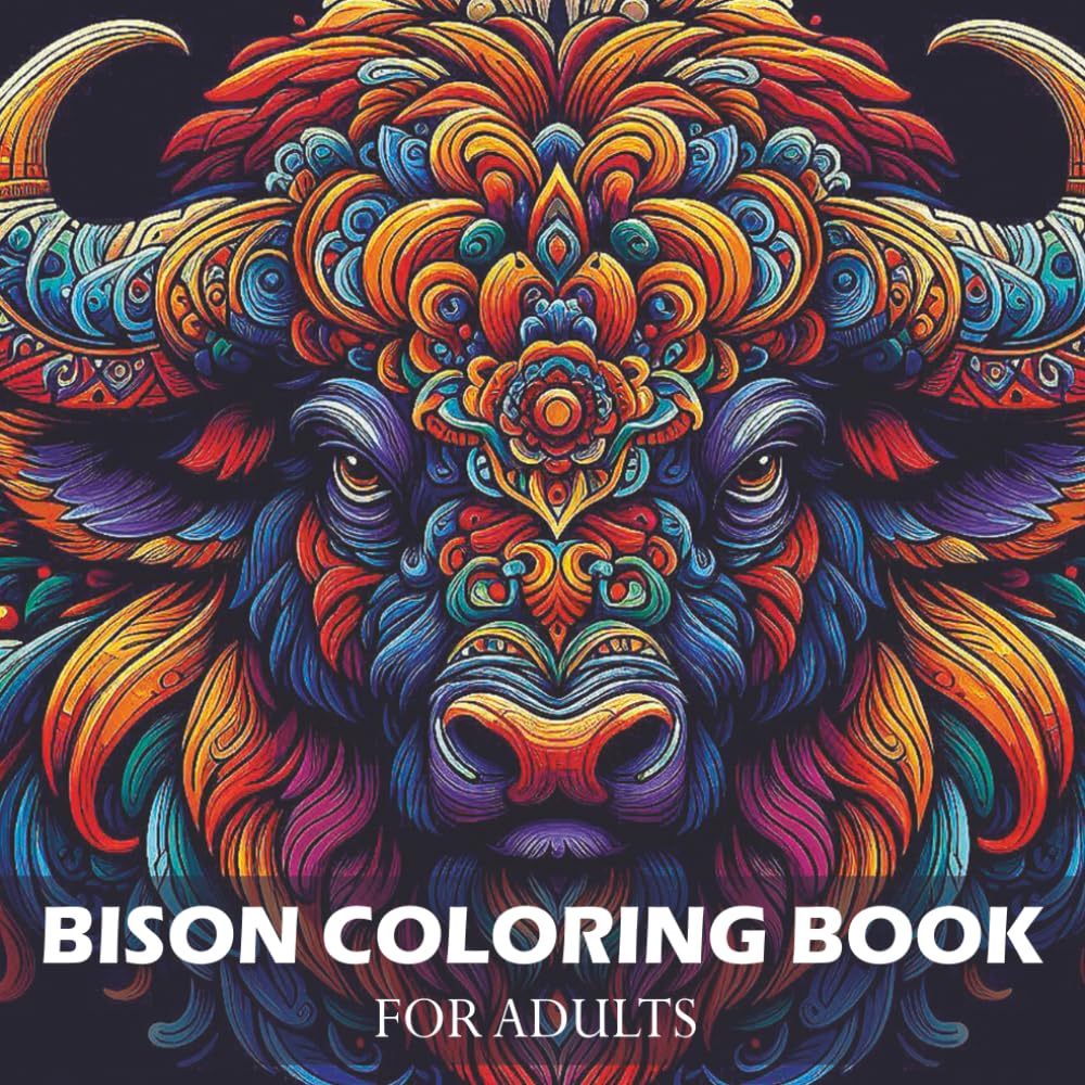 Bison Coloring Book for Adults: Beautiful Bison Mandala Illustrations for Stress Relief