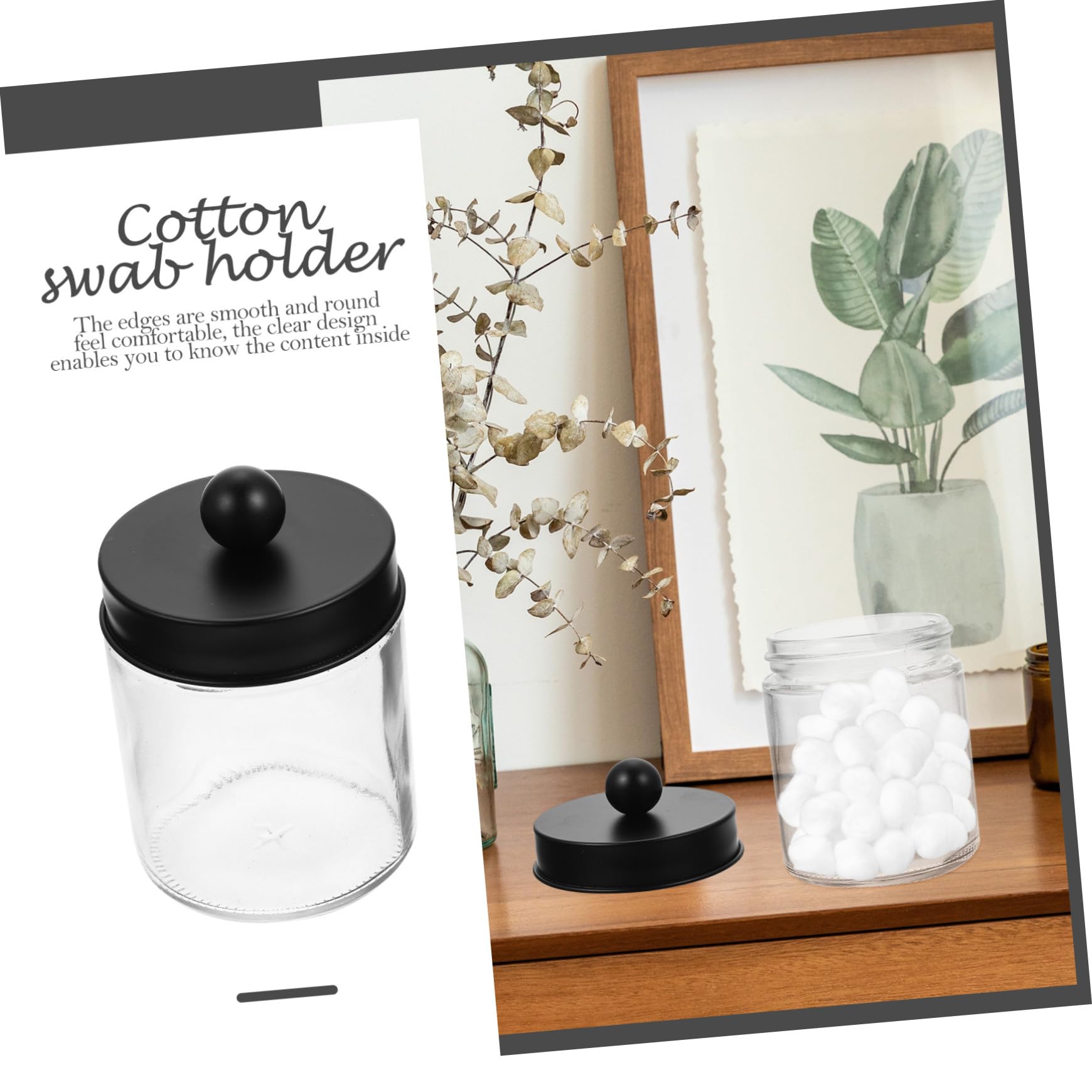 BESTOYARD Leichter Organizer mit Glatten Runden Kanten Glasbehälter mit Edelstahl Deckel 3 Stück Transparenter Wattebauschspender für Badezimmer und Verschiedene Orte