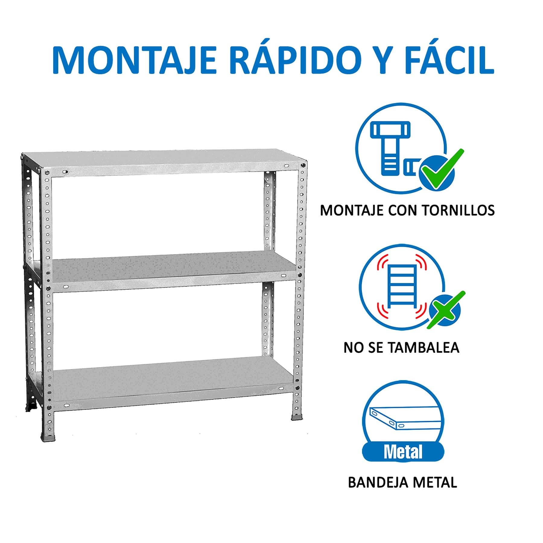 Simon Rack Étagère de Rangement et 3 Niveaux, 100 kg Capacité de Charge et Point de Flexion, 900x900x400 mm, Métal, Étagère Garage, Gris - Comfort