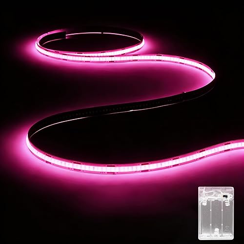 Miniatura 9 de Tira de luces LED COB alimentadas por pilas, paquete de 2 tiras de luz LED blanca cálida de 3.28 pies para dormitorio, debajo de la cama, estantes,