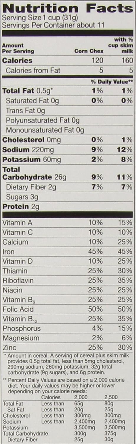 Chex General Mills Cereals Gluten Free Cereal, Corn, 12 Ounce (Pack of 4)