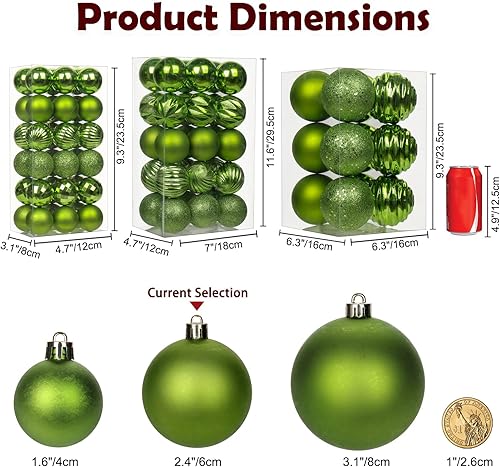 Miniatura 2 de Paquete de 36 mini esferas de adorno navideñas inastillables de 1.57 pulgadas con lazo para colgar, para árbol, corona, decoración de fiesta