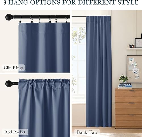 Miniatura 256 de PONY DANCE - Cortinas opacas aisladas térmicamente, set de 2 cortinas opacas con bolsillo para barra / pestaña trasera, paneles de cortinas opacas,