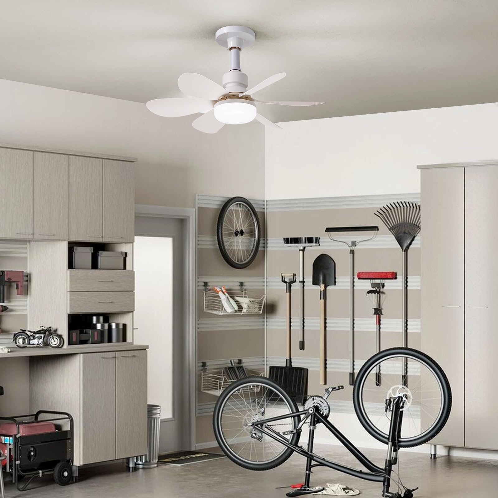 LUDOMIDE Ceiling Fan, Ceiling Fans with Lights and Remote, Light Bulb Fan E26 Base for Bedroom/Living Room/Garage/Kitchen