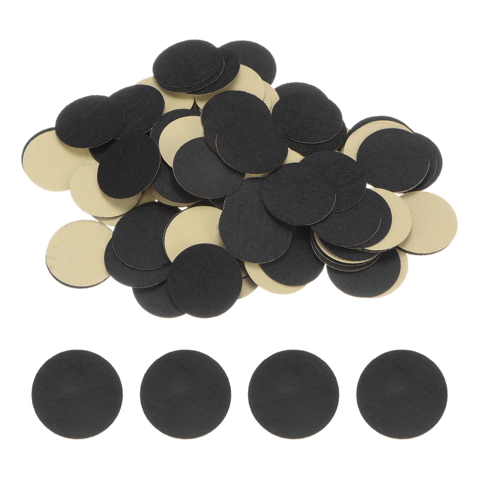 HARFINGTON 100pcs Round Adhesive Felt Circles, 35mm 1-3/8" Pre Cut Felt Craft Stickers Non-Woven Mini Felt Fabric Circles for DIY Sewing Handcraft Cut Projects Craft Finishing, Black