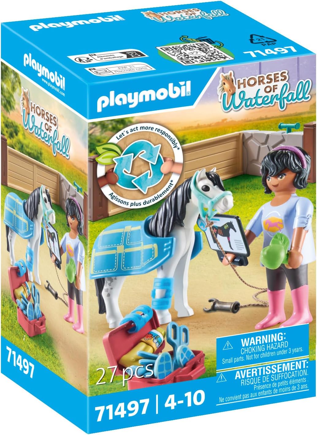 PLAYMOBIL Horses of Waterfall 71497 Horse Therapist, Loving Care and Care of Horses, with Bandages and Delicious Rewards, Detailed Toy for Children from 4 Years