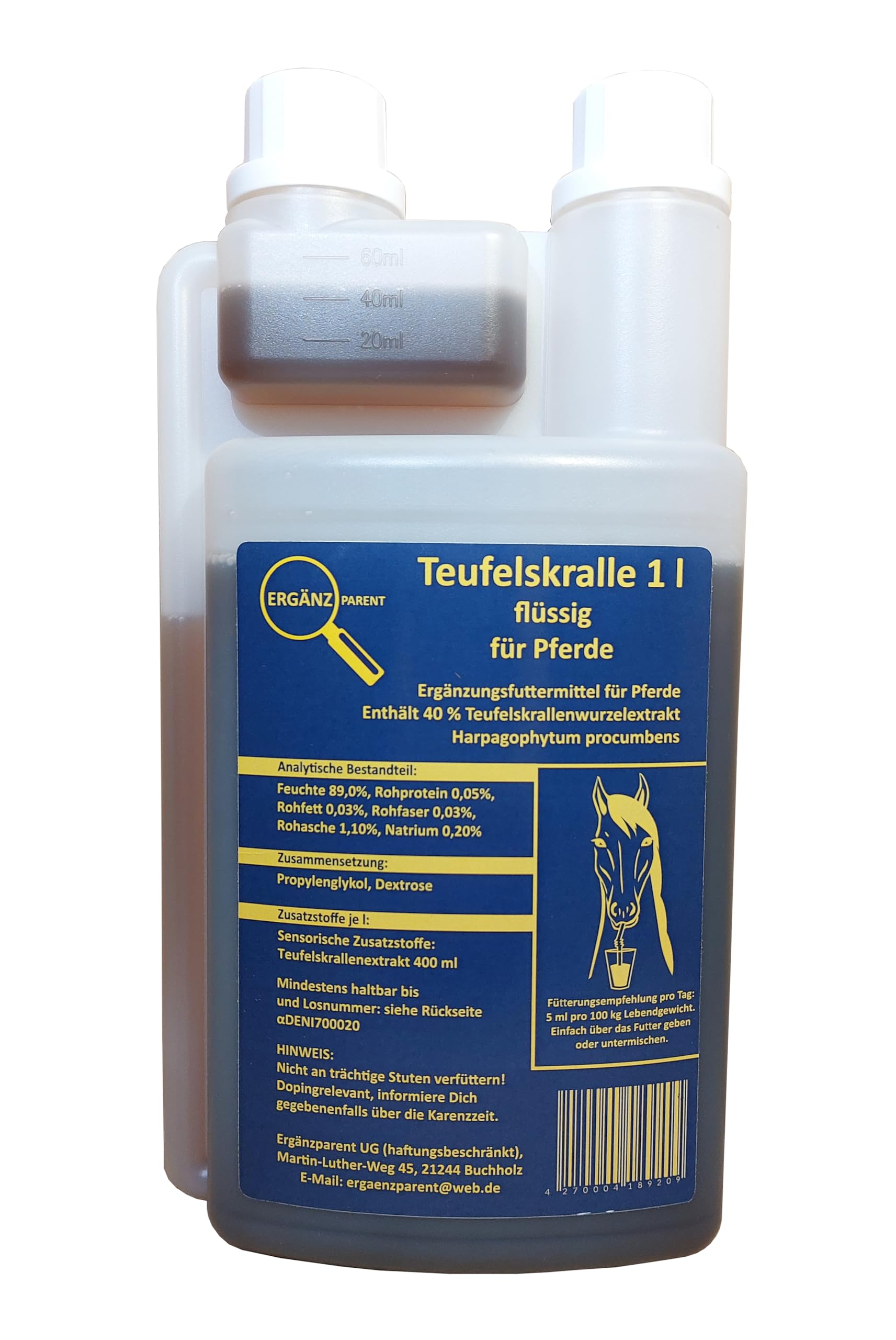 Compleparent artiglio del diavolo liquido per cavalli e pony, 1 litro dosatore prezioso mangime complementare