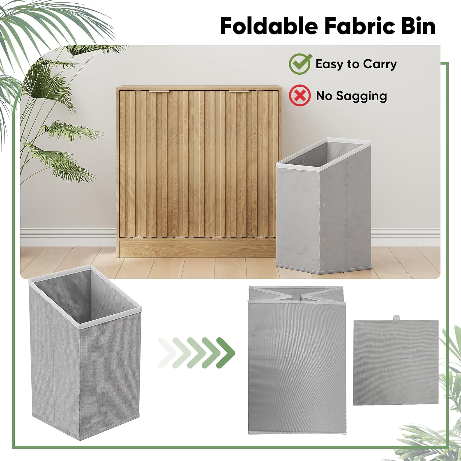Smuxee Double Tilt Out Laundry Hamper Cabinet, Hidden Laundry Cabinet with Double Baskets, Natural Trash Can with Fluted Doors for Bathroom, Kitchen