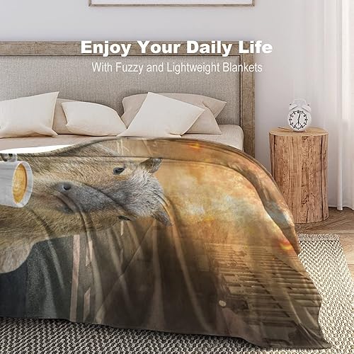 Miniatura 4 de Capybara - Manta pequeña de 50 x 40 pulgadas para niños, niñas y niños, manta de felpa suave y mullida para cama, sofá, lindas mantas de regalo