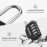 Vista 2 de Puroma 4 Pack 2.6 Inch Long Shackle Combination Lock 4 Digit Outdoor Waterproof Padlock for Hasp Locker Lock, Sports Locker, Fence, Gate, Toolbox
