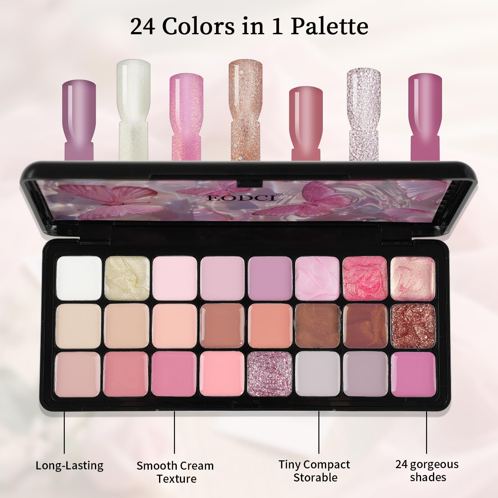 eodci Smalto per unghie in gel solido, tavolozza di 24 colori con pennello, kit per manicure con motivo pudding di fango, marrone nudo e oro, regalo per la festa della donna