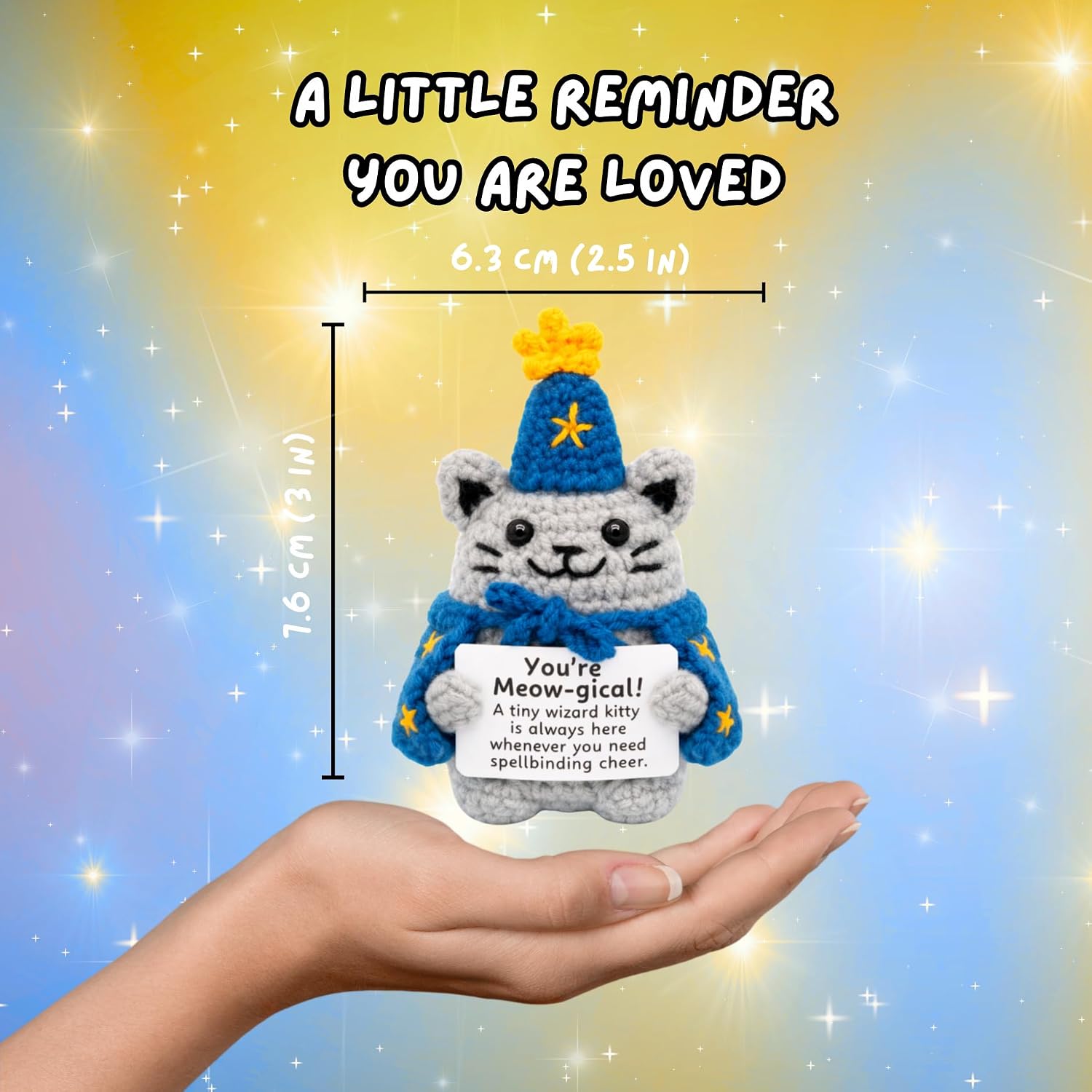 Handcrafted Crochet Cat Wizard Decorative Object