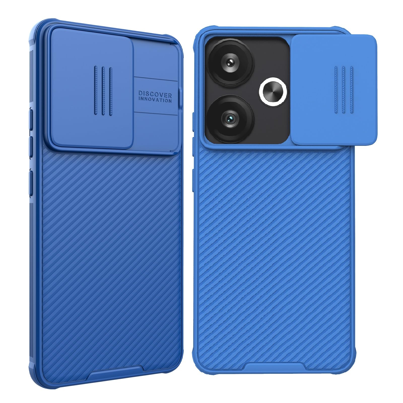 for Xiaomi redmi Turbo 3/Poco F6 Case Cover,Turbo 3 Phone Case with Slide Camera Protector Cover Hard PC TPU Slim Rugged Protective Phone Case for Redmi Turbo 3 (Poco F6 Blue)