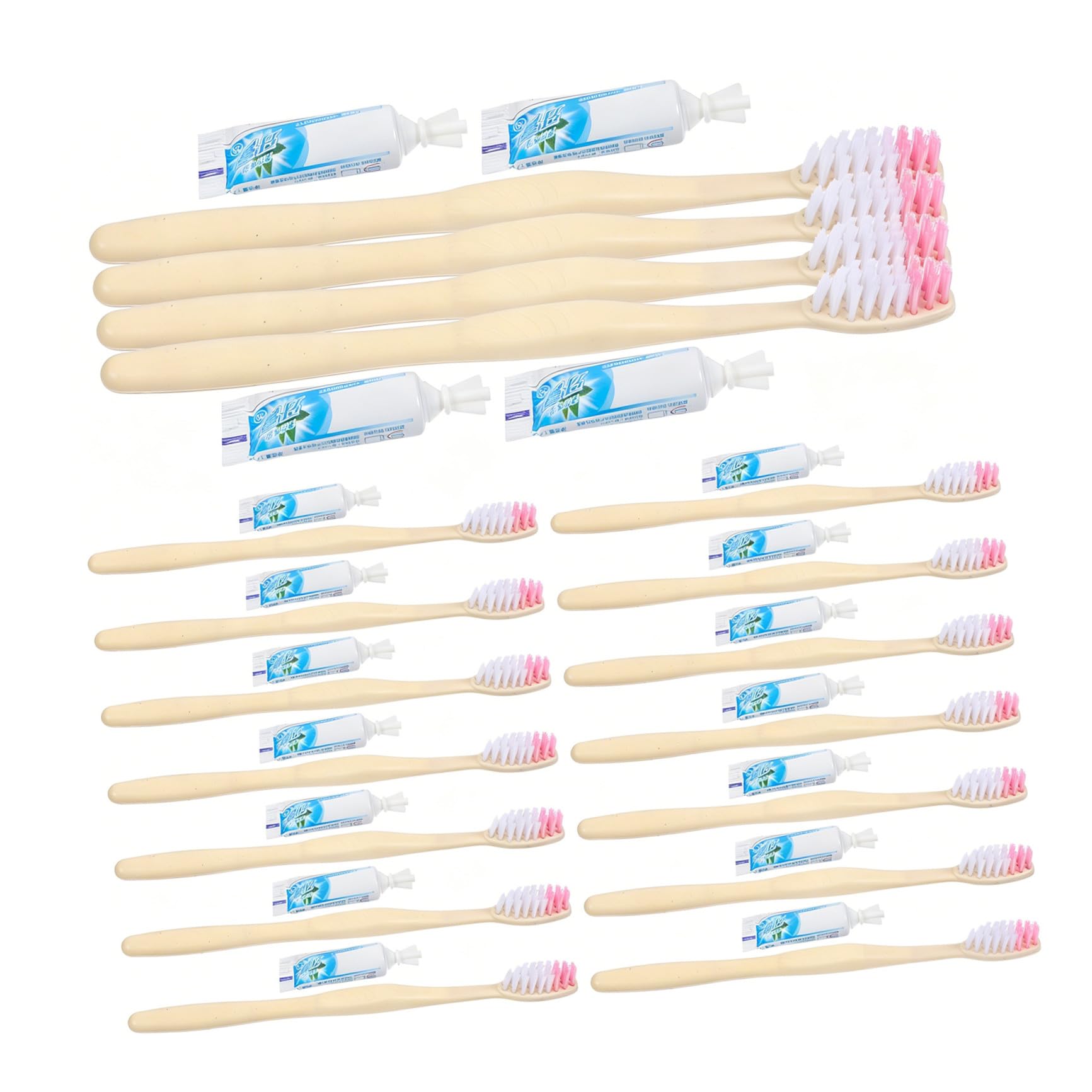 Kit Spazzolini Usa e Getta 100 Pezzi con Dentifricio Piccolo da Viaggio in Plastica, Confezionati Singolarmente per Hotel e Uscite, Portatili e Monouso Stile Casuale