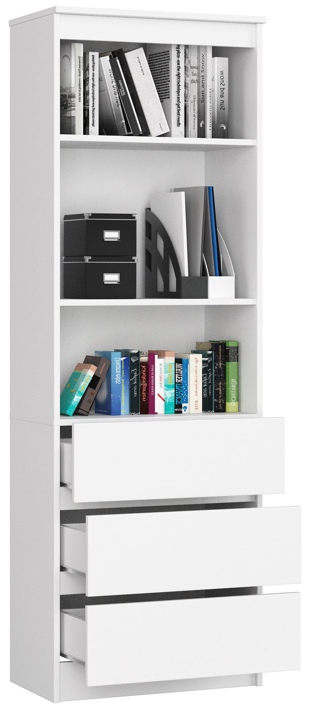 Home Collective Armoire à 3 tiroirs Blanc Largeur 60 cm Hauteur 180 cm