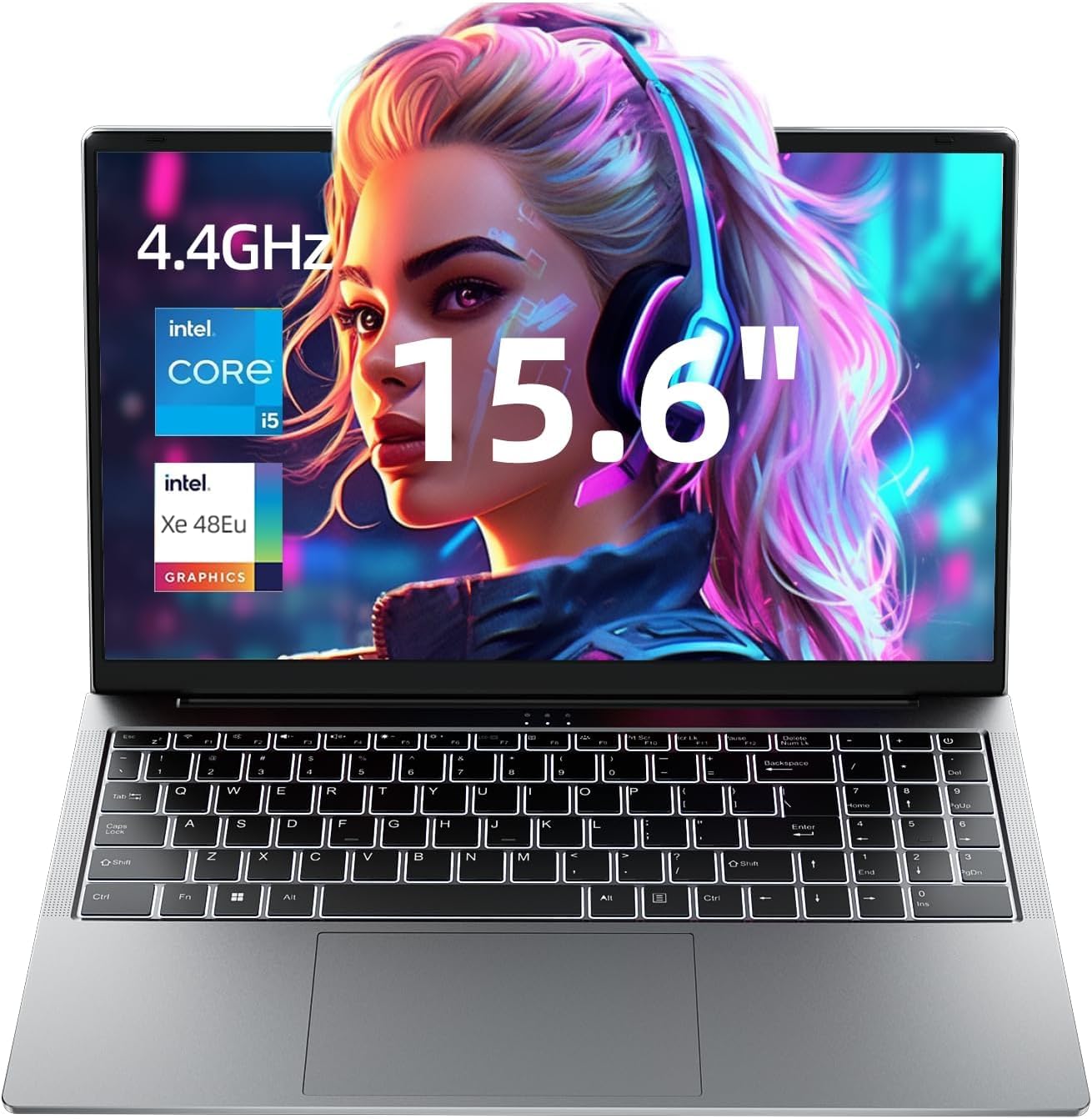 jumper Computer portatile 15,6 Pollici FHD IPS Display 12th i5-12450H (fino a 4,4 GHz), 16 GB DDR4 512 GB NVME SSD Gaming PC Portatile, Quattro altoparlanti stereo, USB 3.2 x 3/BT5.1/62.7Wh Batteria