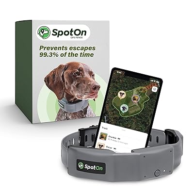 SpotOn GPS Wireless Dog Fence Collar, Accurate & Reliable, Unlimited Fences, Extended Battery Life Mode, No Subscription, Built in USA, Omni Collar Model, Large Dog Breed Neck Size 19"-26"
