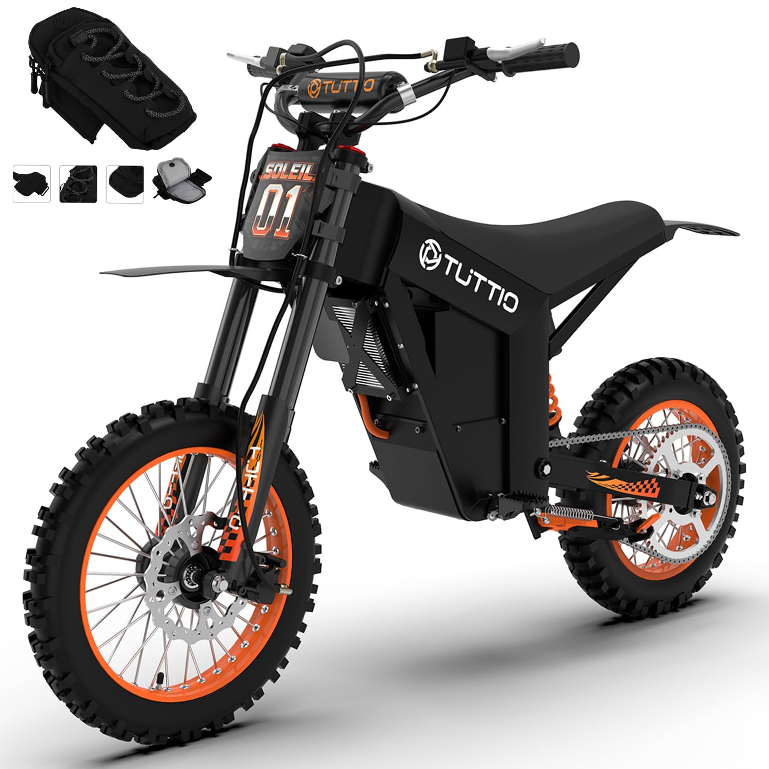 Tuttio Soleil01 Electric Dirt Bike for Teens Adults with Black Suspension Fork