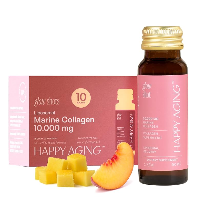 Happy Aging Suplemento de Colágeno Marinho Líquido com Vitamina B6 e Entrega Lipossomal 10 g, 10 doses