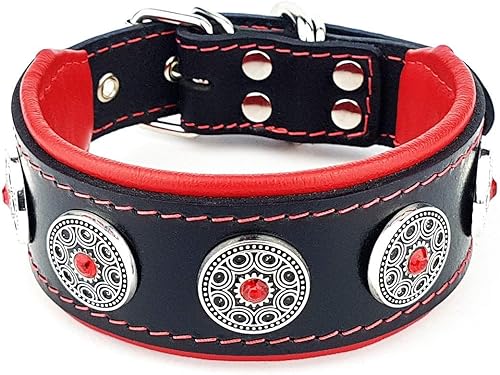 Miniatura 4 de Bestia Collar Bijou, tachonado, hecho a mano, Bulldog francés, Bulldog, Terrier, pastor alemán, 2 pulgadas de ancho, 100% cuero, acolchado suave