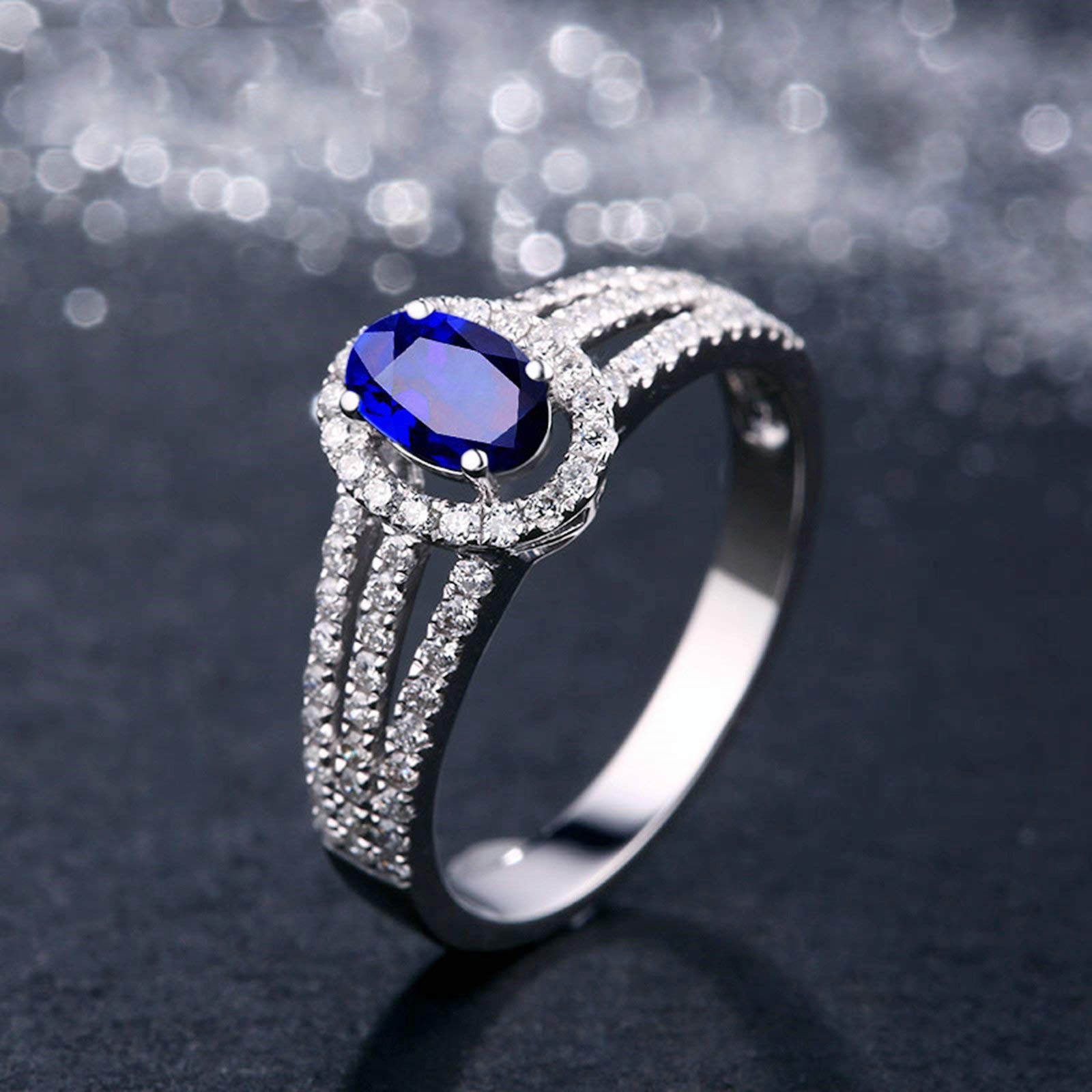 Beydodo Pierścionek damski złoty 750 Diamond Halo z szafirem 0,48/1,2 ct pierścionek zaręczynowy białe złoto pierścionek ślubny dla niej e 18 karatów (750) białe złoto, 63 cm (20,1 cala), colore: 1.2ct, cod. TLLWGZ2649