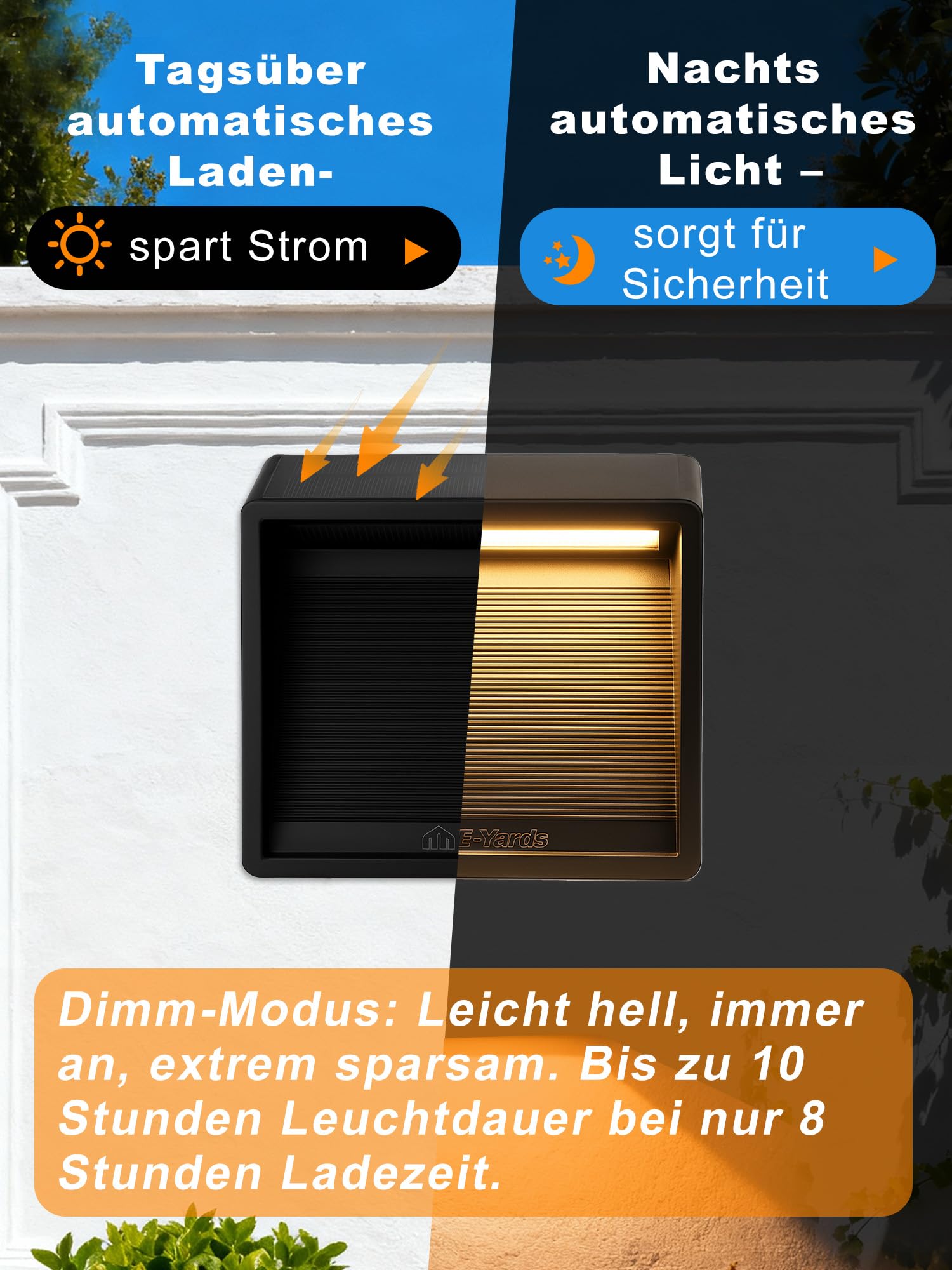 Solarleuchte Außen mit App Steuerung, Bewegungsmelder, 3.8W LED Solar Wandlampe, 3000K Warmweiß, IP65 Wasserdicht, Smart Gartenleuchte für Terrasse, Hof, Garage, 2 Stück