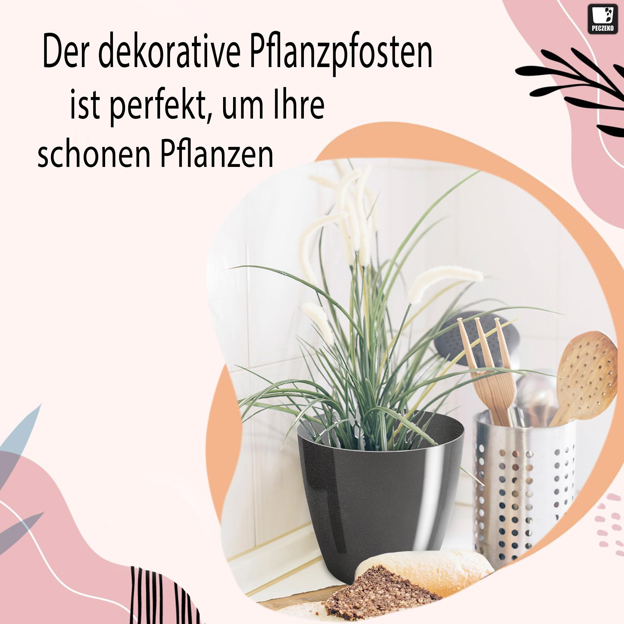 Macetas Brillantes Macetas Decorativas Hierbas Macetas Redondas de plástico duraderas y Ligeras para salón, Comedor, Cocina, terraza, balcón Juego de 2 Piezas (Antracita, diámetro 16 cm) — view 117