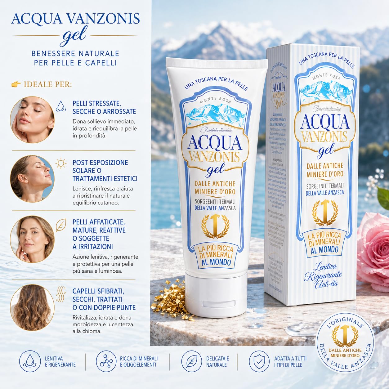 Centisia Acqua Vanzonis Gel 100gr – Gel Idratante Termale 98,5% Acqua Vanzonis – Lenitivo, Rigenerante, Antiage, Remineralizzante – Adatto a Pelli Sensibili, Reattive e Mature