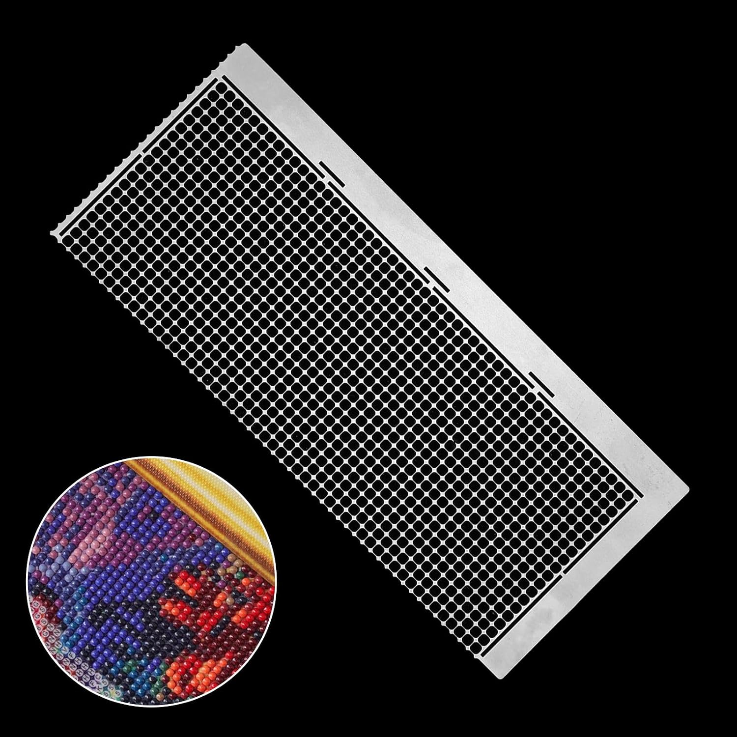Dplolng Diamond Art Ruler Rhinestone Painting Ruler Diamond Art Guide Rulers Stainless Steel Diamonds Pasted Drawing Rulers with 1020 Blank Grid Circular Grid Dot Diamonds Alignment Arts Tool