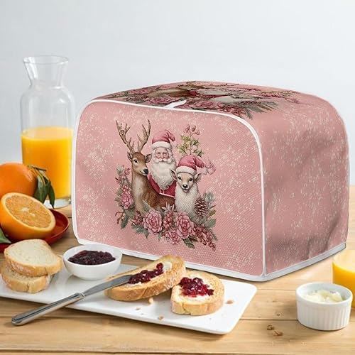 Miniatura 3 de Xoenoiee Cubierta impermeable para tostadora con estampado floral de ciervo de Papá Noel, para tostadora estándar de 2 rebanadas, cubierta