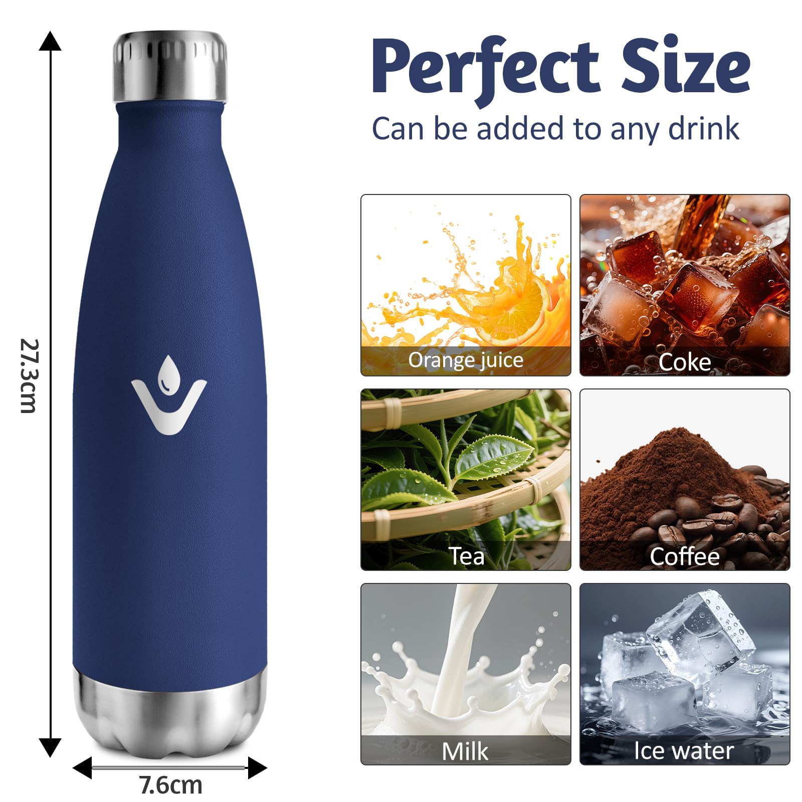 HoneyHolly Borraccia Termica Bambini, 500ML Acciaio Inossidabile 18/8, Borraccia Termiche, Senza BPA, Bottiglia Termica A Prova di Perdite, Termos per Scuola, Campeggio, Sport, Borracce