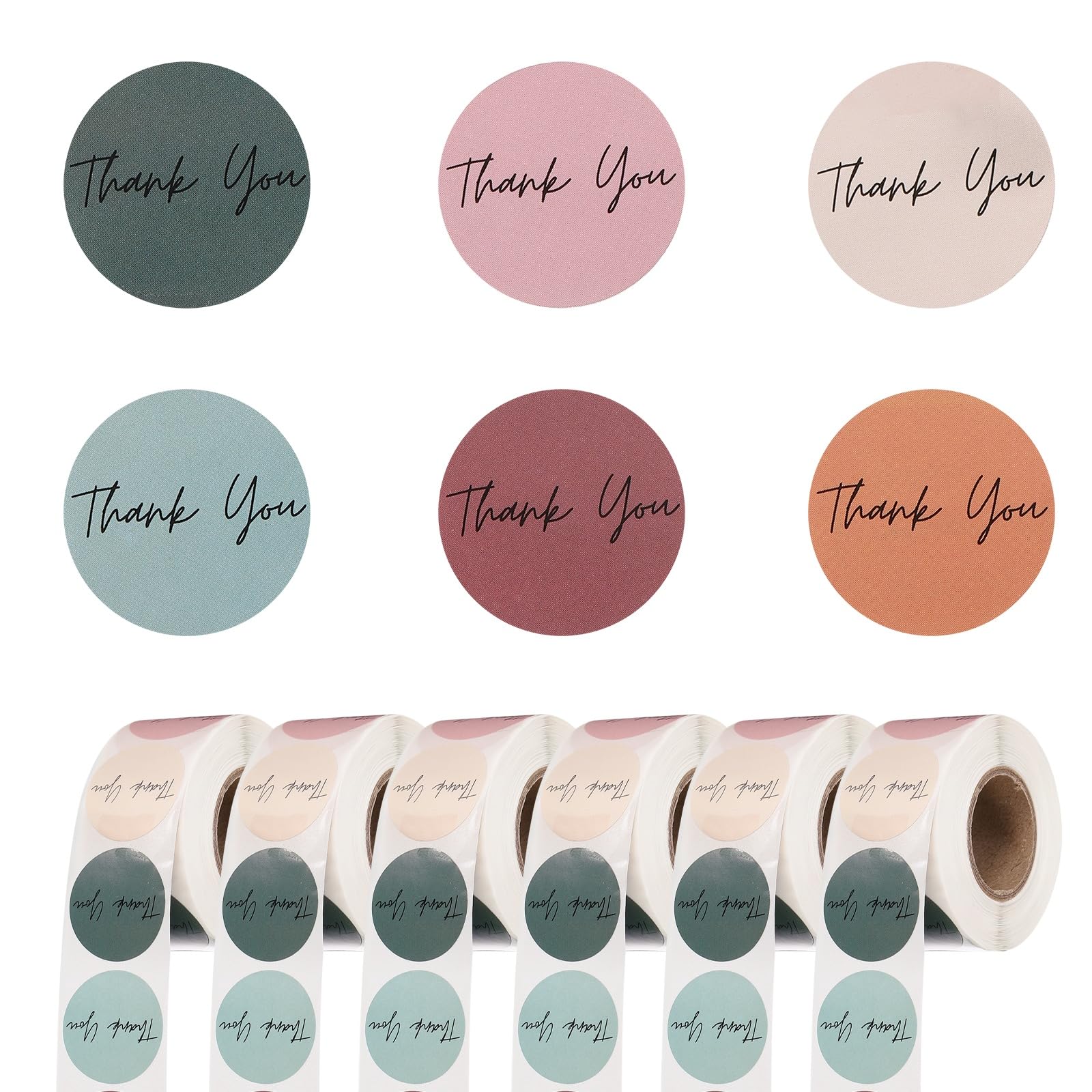 PATIKIL 3000Pcs Thank You Stickers, 1" Round Self-Adhesive Envelopes Seal Labels for Crafts Small Business Invitation Cards Wedding Gift Tag Packaging, Warm Colorful Tone