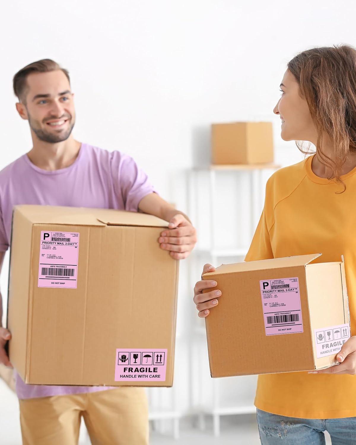 Phomemo 4x6 Thermal Label Printer Paper - 500 PCS Pink 4"x6" Fan-Fold Shipping Supplies Labels - Water/Oilproof Label Stickers - Permanent Adhesive Thermal 4x6 Labels for Small Business Supplies - Image 8