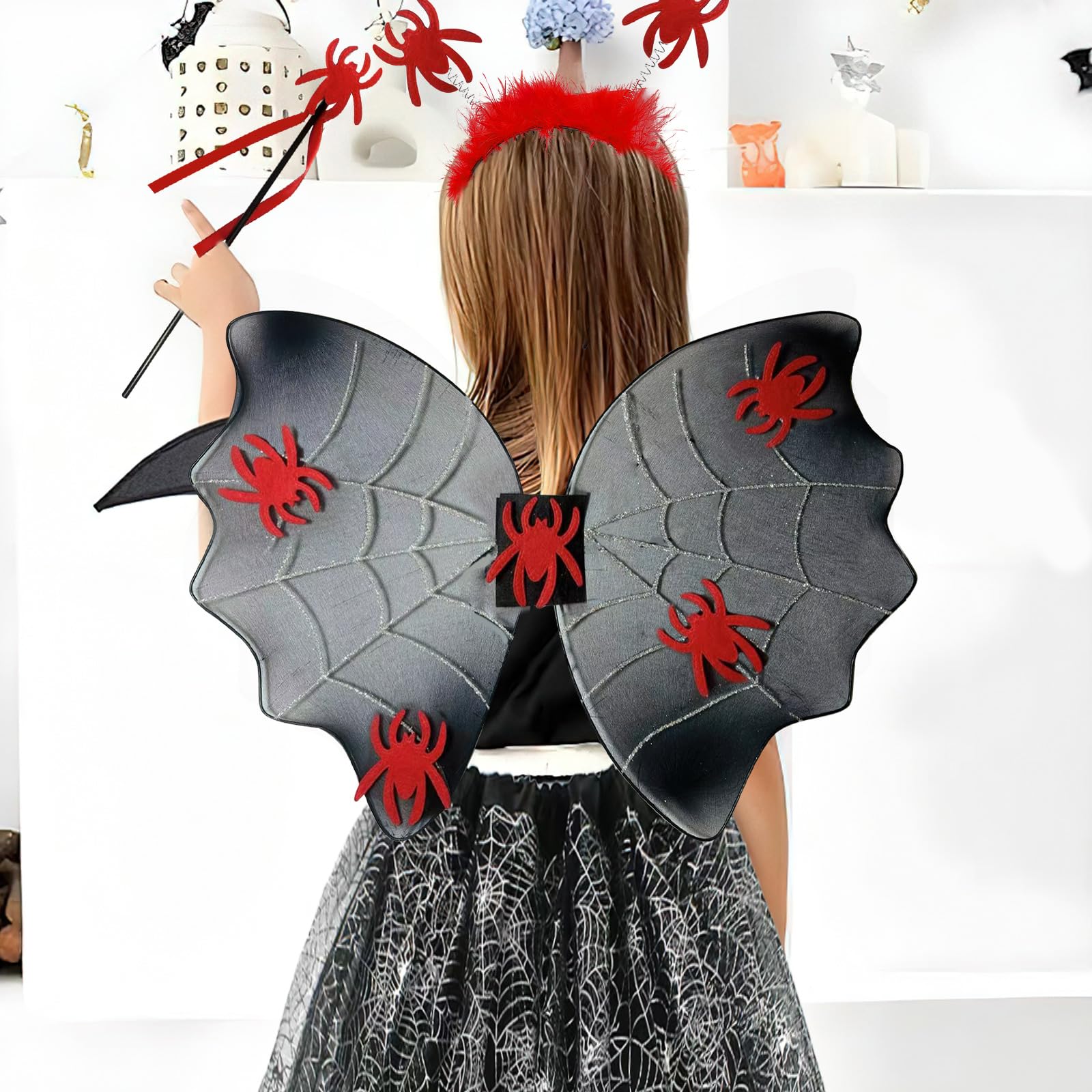 kotwoel Halloween costumes for kids Spider Costume Set for Kids , Includes Tiara, Wand - Image 3