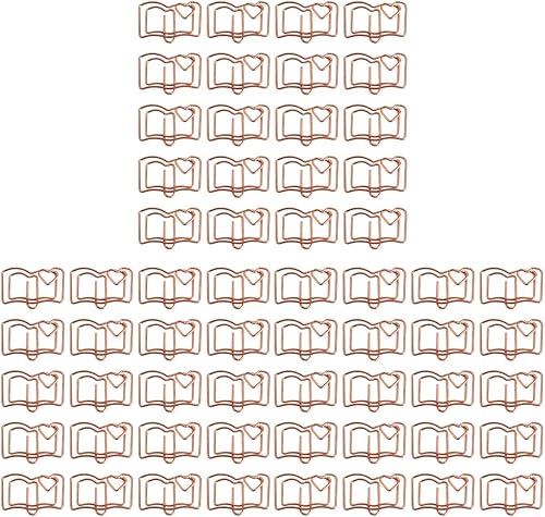Clips de papel de hierro, 60 unidades, marcadores de libros de metal, clip de papel con forma de libro, clips de papel para diario, abrazadera de