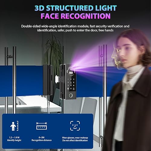 Miniatura 3 de Cerradura inteligente de vidrio cerradura de puerta WiFi desbloqueo remoto TT APP huella digital cara contraseña tarjeta IC métodos de desbloqueo
