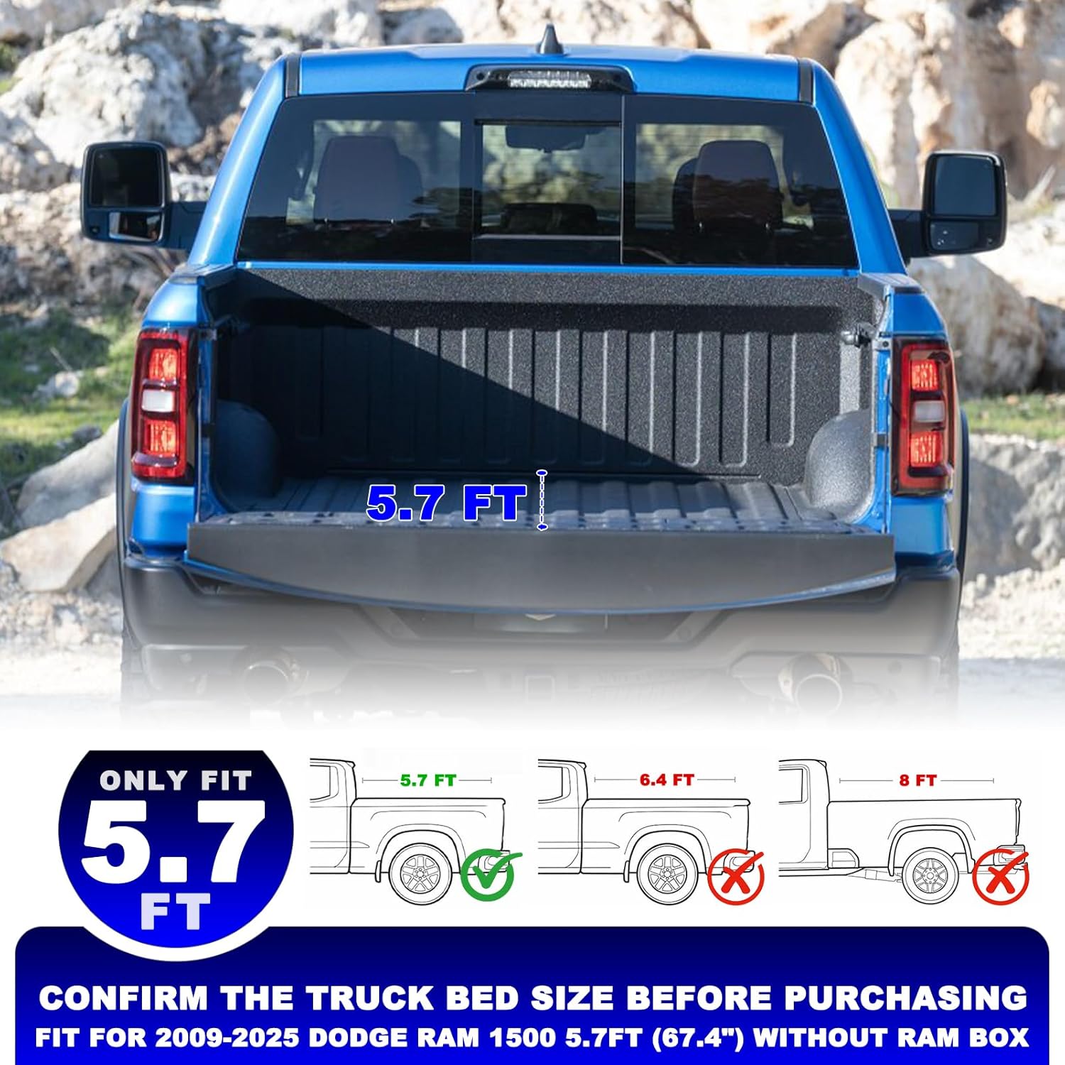 5.7FT 67.4" for 2009-2025 Ram 1500 Hard Flip-up Truck Bed Tonneau Cover (Classic & New Body) w/o RamBox Waterproof & Heavy-Duty