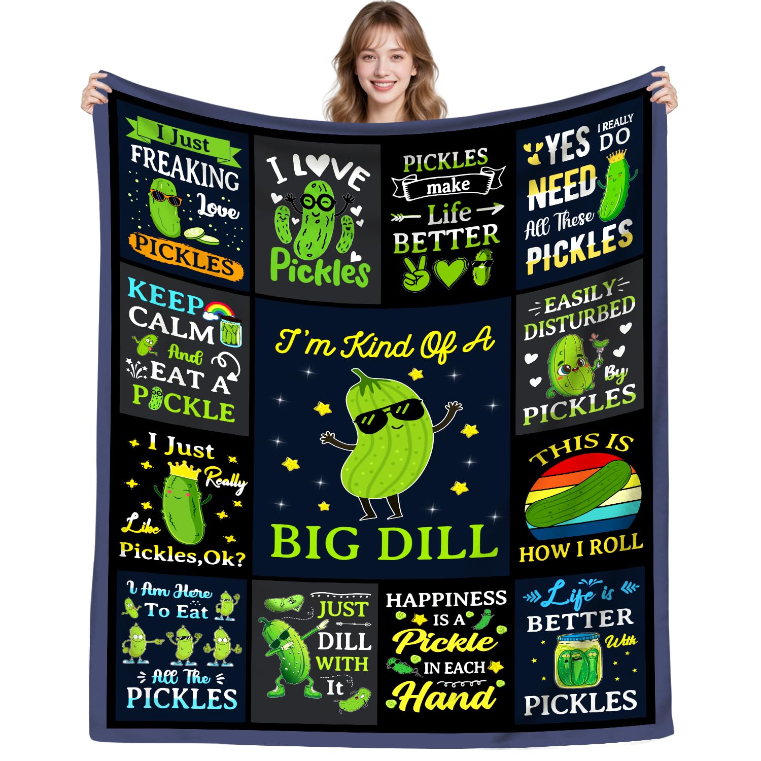 DUNTNKS Pickle Blanket Pickles Gifts for Girls Pickle Lovers Funny Cartoon Pickles Stuff Plush Throws Blanket for Sofa Bedding Decor for Women Men Kids Adults 60"X50"INCH