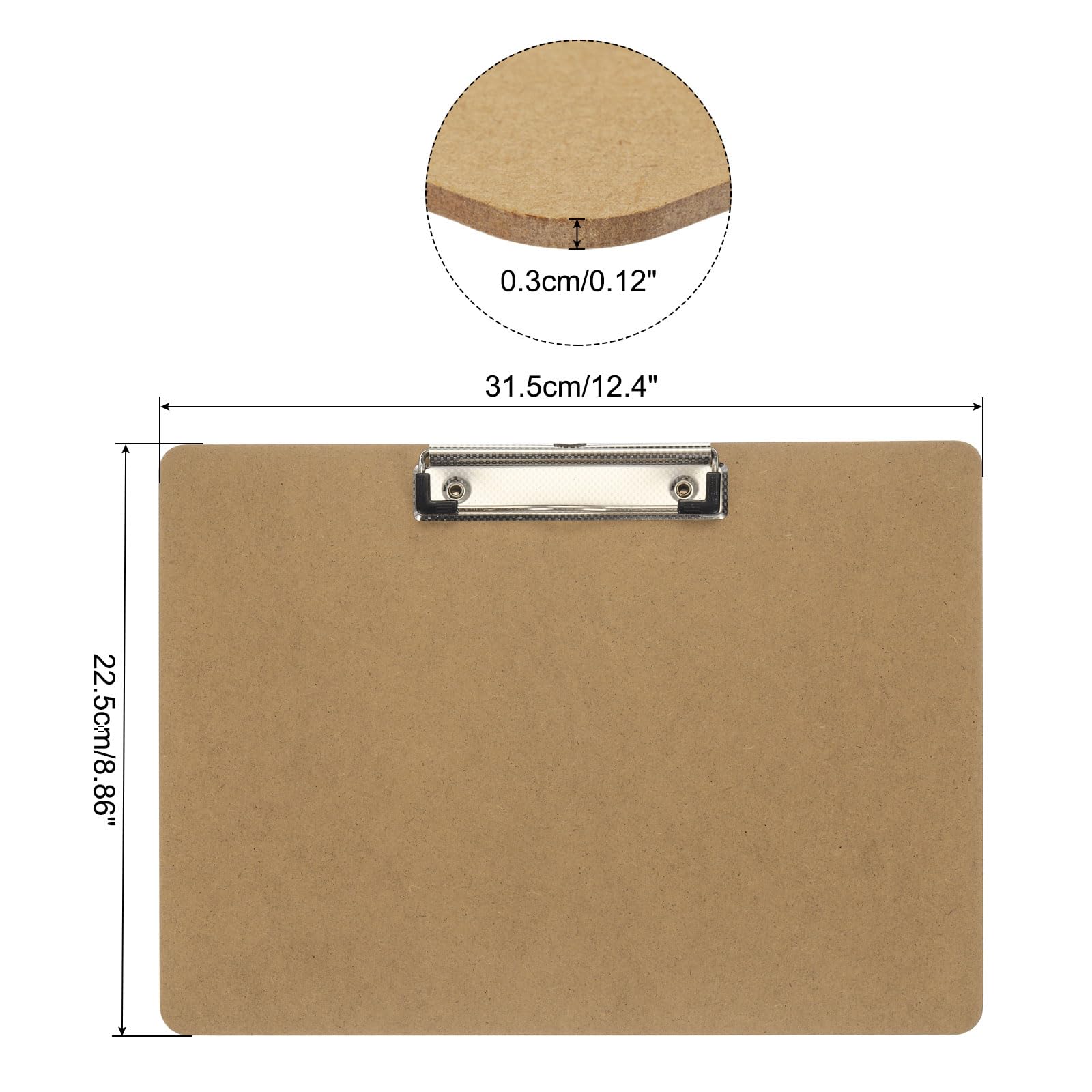 PATIKIL 8.9 x 12.4" Horizontal Clipboard, 1 Pcs Extra Large Landscape Layout Hardboard with Low Profile Clip - Image 2