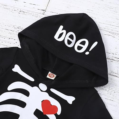 Miniatura 4 de Ropa de Halloween para bebé niño pequeño, disfraz de esqueleto con capucha