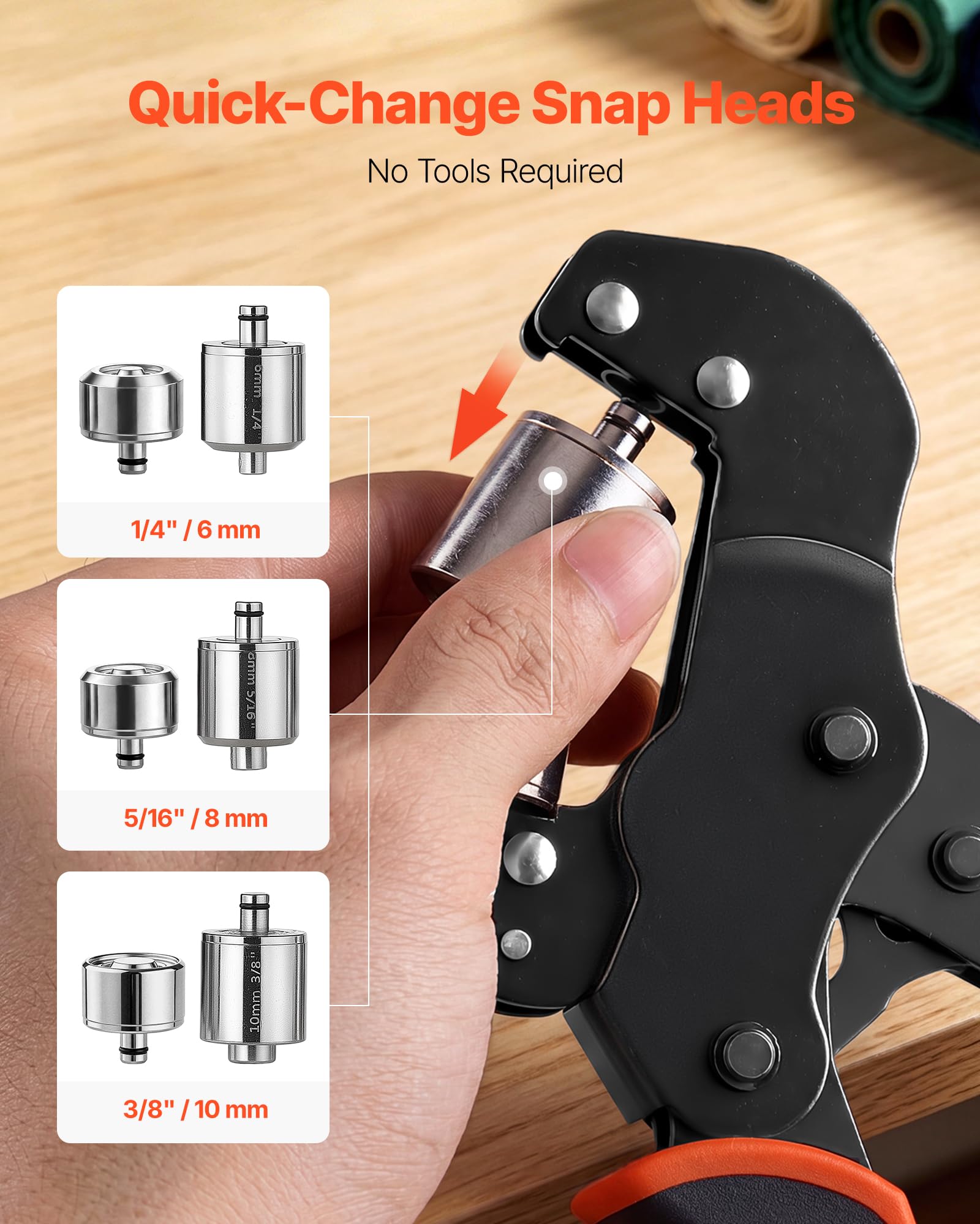 VEVOR Kit di Attrezzi per Occhielli da 6/8/10 mm 900 Pezzi con Rondelle | Pinza Occhiellatrice Manuale, Strumento per Forare Blocchi per Pelle Cuoio Teloni Scarpe Artigianato Tessuto Lavori Fai Da Te