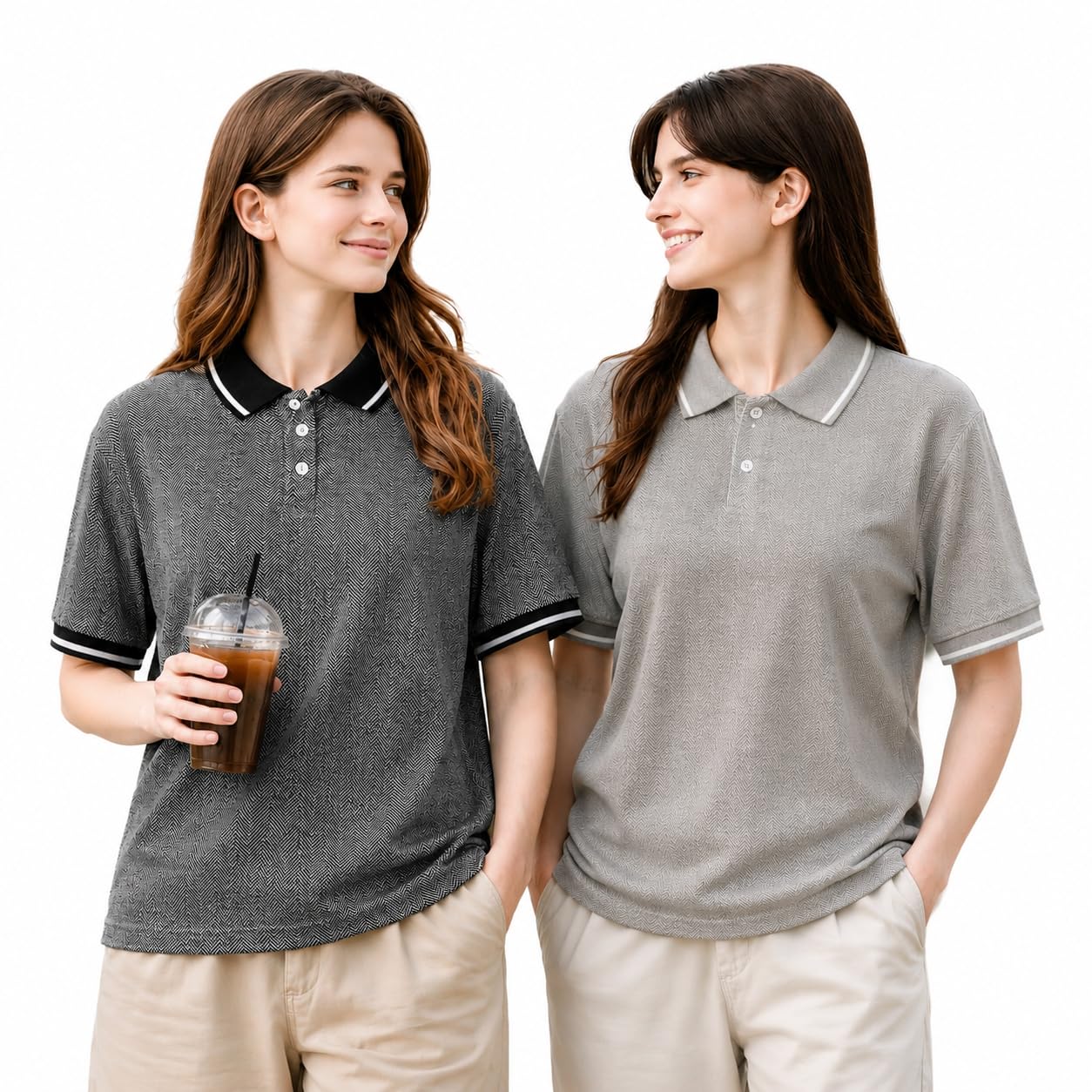 mack jonney Women's Regular Fit Polo T-Shirt | Cotton Blend | Textured Solid | Collared Neck | Half Sleeve Casual Tee (Pack of 2)-MJ-473-picture-32