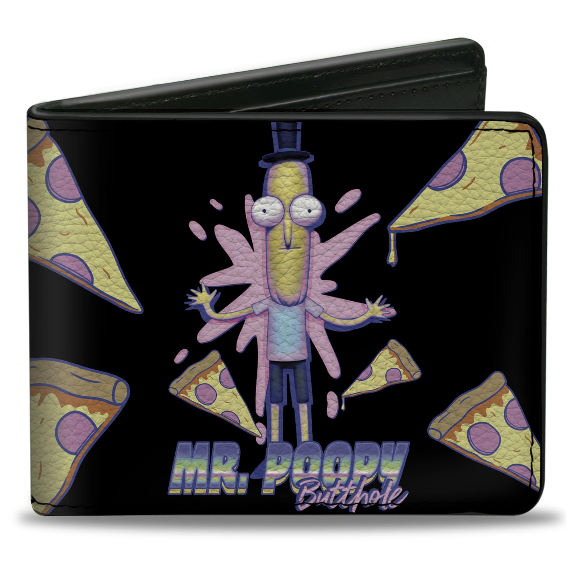 Buckle-Down Wallet Bifold PU Rick and Morty Mr Poppy Pizza Pose Black