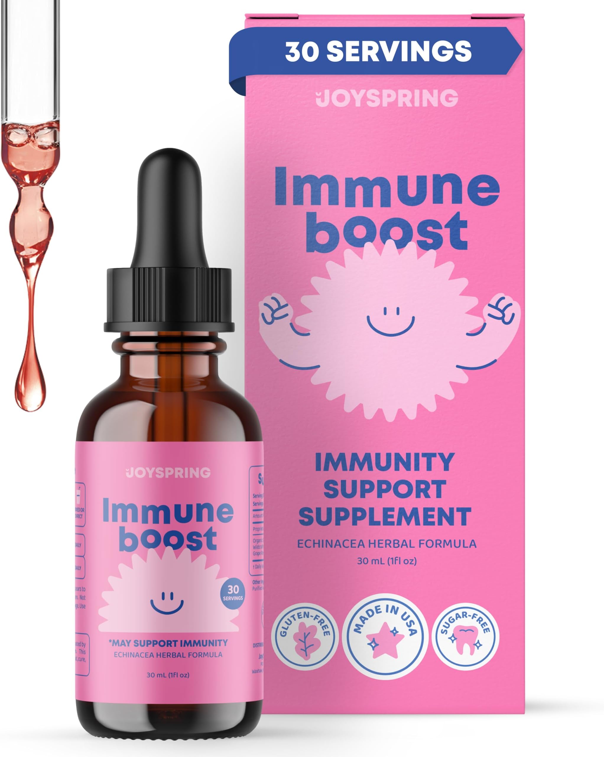 JoySpring Immune Support Supplement - Say Goodbye To Illness Days With Liquid Immune Support For Kids With Elderberry, Vitamin C, D3 & Zinc - Child Immune Support, Supplement