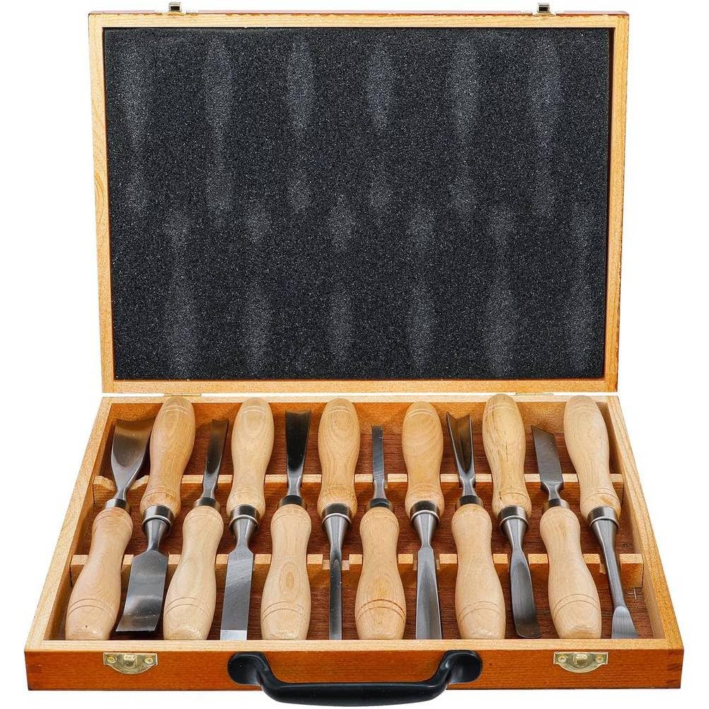 Jeu de Ciseaux à Bois 12 pcs - Acier Durable - Précision et Confort d Utilisation, Pro - D-Work