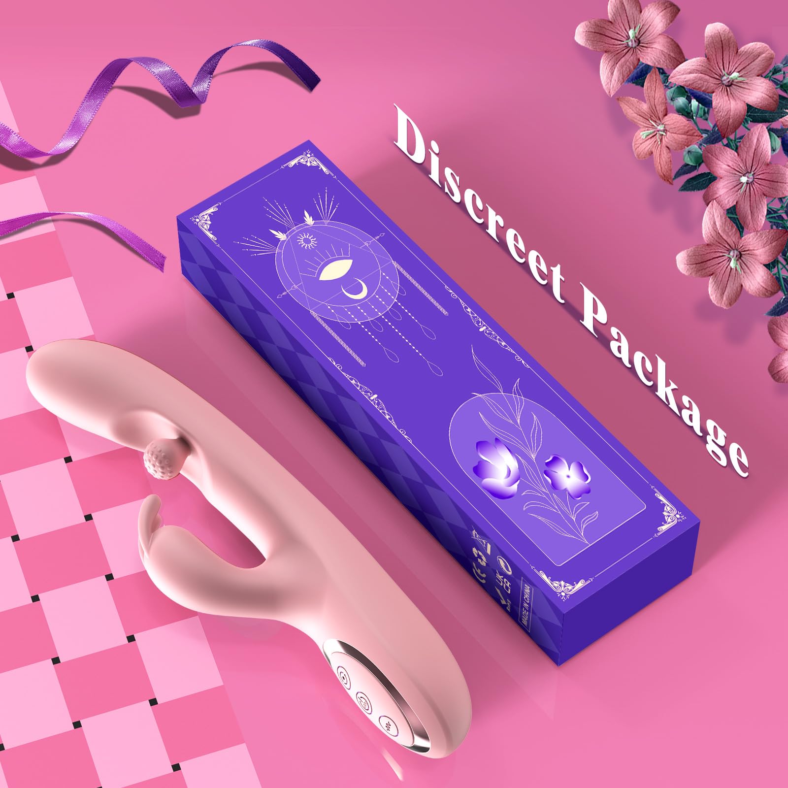 G Spot Vibrator Sex Toys-3 in 1 Adult Sex Toys 360° Rotation Vibrators with 10 Rubbing & 7 Vibrating & 7 Massaging, Waterproof Clitoral Stimulator Dildo Rabbit Vibrator Women Sex Toy (Pink)