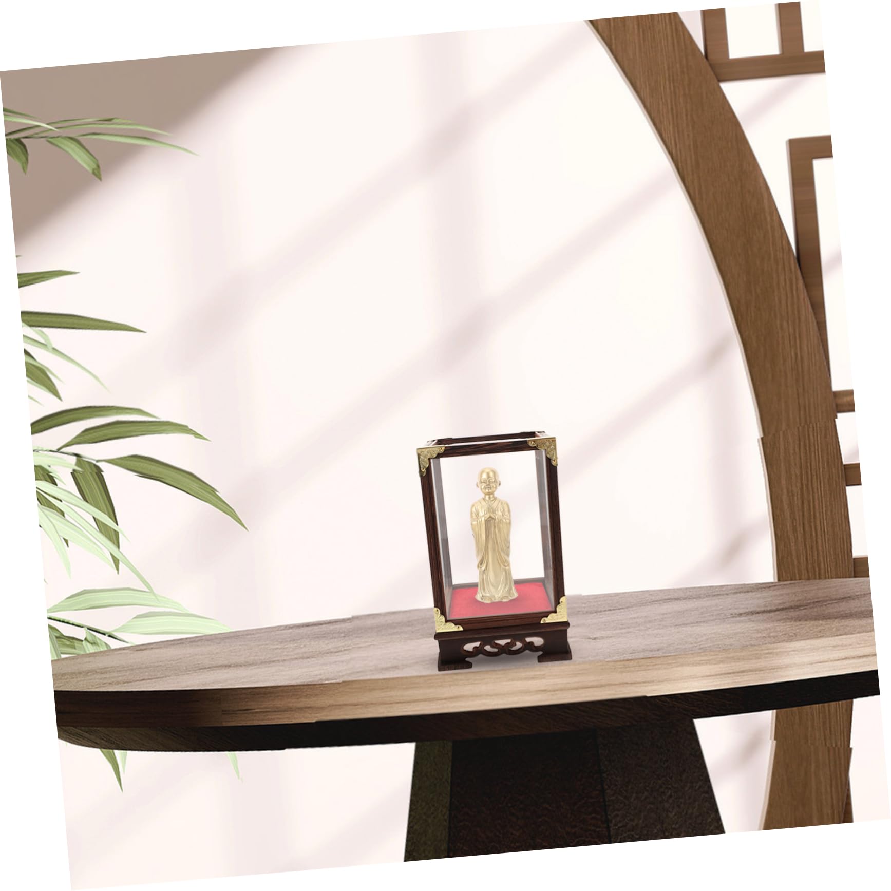 ABOOFAN Caja Expositora Transparente Ligera Diseño Creativo de Madera y Vidrio para Organizar Colecciones para Figuras de Buda y Modelos en Mesa o Gabinete