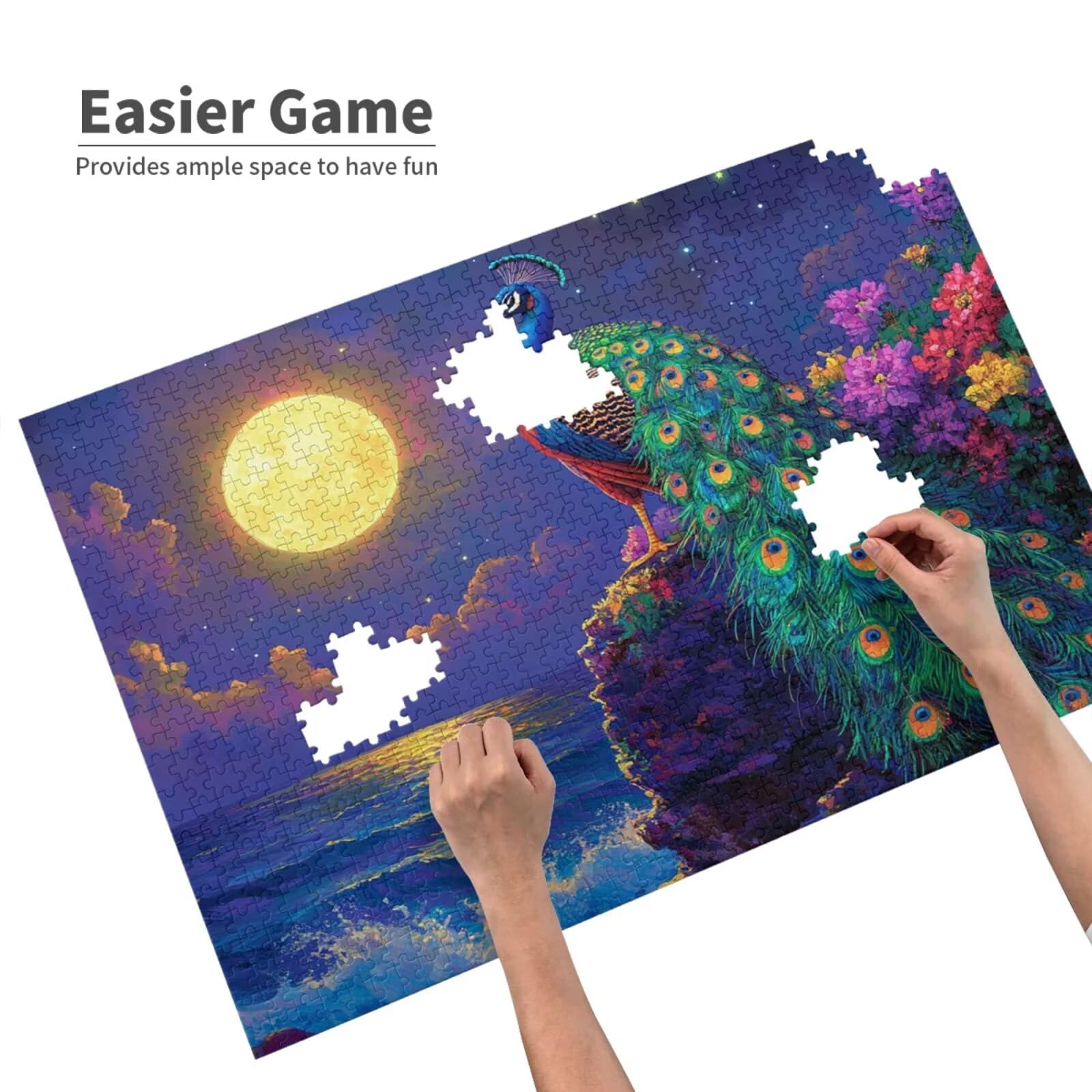 Paw Puzzle 5000 Pieces Moon Puzzle dla dorosłych Początkujący z pudełkiem prezentowym, DIY interaktywne puzzle rodzinna wymagająca gra, stres Relief Home Wall Room Decor Art Prezent dla mężczyzn 100 x